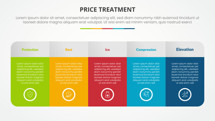 Poster - price treatment therapy infographic concept for slide presentation with big table with gradient colo