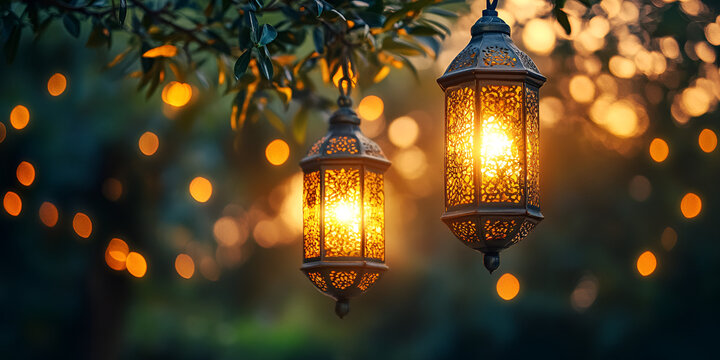 New Islamic Year Celebration 1446 H, traditional decorations, vibrant festivities, Islamic calligraphy, crescent moon and stars, warm lighting, cultural attire