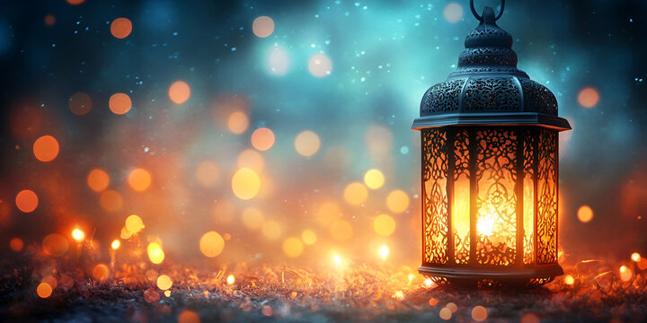 New Islamic Year Celebration 1446 H, traditional decorations, vibrant festivities, Islamic calligraphy, crescent moon and stars, warm lighting, cultural attire