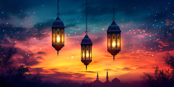New Islamic Year Celebration 1446 H, traditional decorations, vibrant festivities, Islamic calligraphy, crescent moon and stars, warm lighting, cultural attire