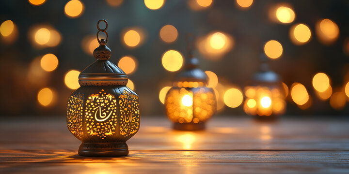 New Islamic Year Celebration 1446 H, traditional decorations, vibrant festivities, Islamic calligraphy, crescent moon and stars, warm lighting, cultural attire