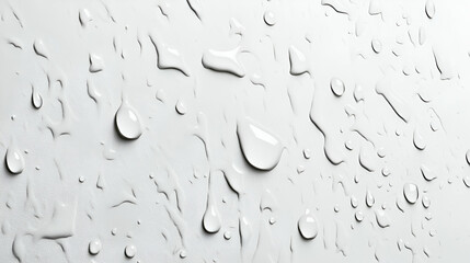 Aufkleber - Macro Photograph Showcasing Water Droplets on a Smooth White Surface, Highlighting Their Reflective Quality and Minimalist Aesthetic, Emphasizing Purity