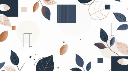 Poster - Abstract blue and beige wave patterns with dotted elements. Digital art for modern and elegant design. Background image of geometric shape with dark blue and orange with white background. AIG51.