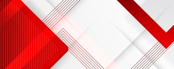 Poster - abstract red banner background design template vector illustration with 3d overlap layer and geometr