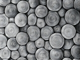 Poster - Monochrome Abstract, Circular Wood Grain Patterns in a Dense, Textured Composition, Evoking Natural Growth and Organic Harmony for Backgrounds