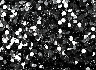 Poster - Monochrome Magic, An Abstract Composition of Reflective Black Discs Creating a Dazzling and Hypnotic Visual Texture That Captivates with its Simplicity