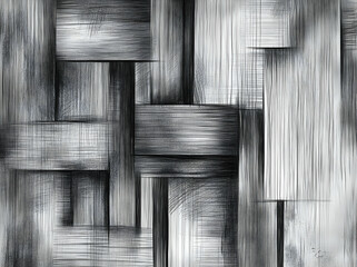 Poster - monochrome abstract, a textured interplay of lines and forms creating a visually striking pattern, e