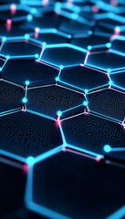 Poster - Illuminated hexagonal pattern with connecting nodes creates a visual network