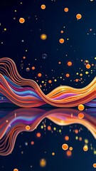Leinwandbilder - A colorful painting of a wave with many different colors. The colors are orange, yellow, green, blue, and purple