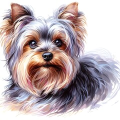 Wall Mural - 흰 배경, 요크셔테리어, 수채화, jpeg (white background, Yorkshire Terrier, water colour, jpeg)