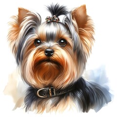 Wall Mural - 흰 배경, 요크셔테리어, 수채화, jpeg (white background, Yorkshire Terrier, water colour, jpeg)