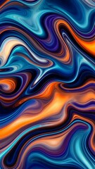 Poster - A colorful painting with blue and orange swirls. The blue and orange colors are very vibrant