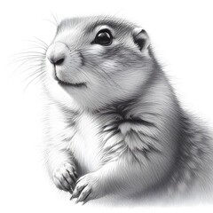 Sticker - 흰 배경, 프레리도그,펜슬 드로잉, jpeg (white background, Prairie dog, pencil drawing, jpeg)