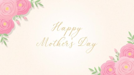 Poster - Animated background with pink roses and leaves swaying in the wind for Mother’s Day, Valentine's Day, International Women's Day, etc.