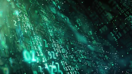 Poster - A vibrant abstract matrix background featuring glowing green data patterns. Perfect for commercial proposals, digital design projects, or technology-themed presentations.