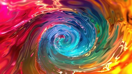 Poster - Experience a stunning display of vibrant colors swirling in a neon vortex. This high-definition wallpaper captures dynamic energy and abstract beauty, perfect for digital backgrounds.