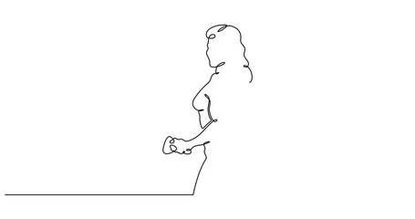 Poster - continuous one line drawing woman in virtual reality. girl in vr headset. high technology. one conti