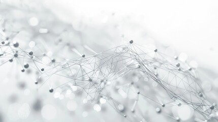 Poster - Explore this abstract white technology background showcasing a delicate interplay of data flow and particles, ideal for modern digital projects and innovative designs.