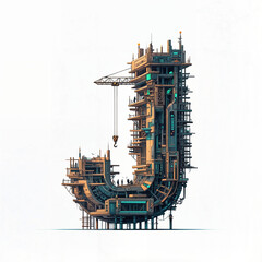 Poster - Surreal letter J under construction. Generative AI