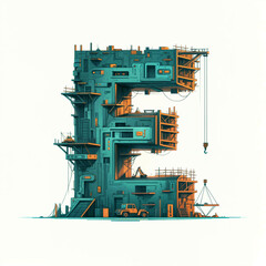 Poster - Surreal letter E under construction. Generative AI
