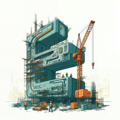 Poster - Surreal letter E under construction. Generative AI