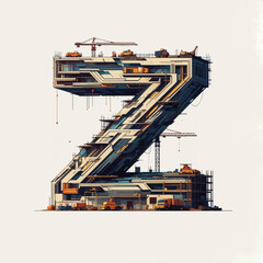 Poster - Surreal letter Z under construction. Generative AI