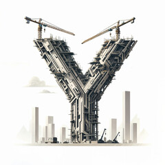 Poster - Surreal letter Y under construction. Generative AI