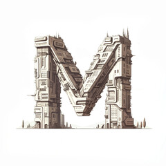 Poster - Surreal letter M under construction. Generative AI