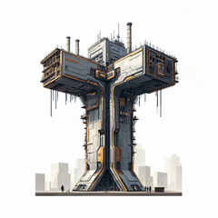 Poster - Surreal letter T under construction. Generative AI