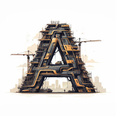 Poster - Surreal letter A under construction. Generative AI