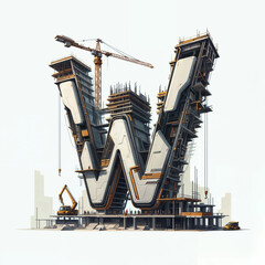 Poster - Surreal letter W under construction. Generative AI