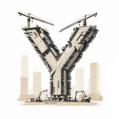 Poster - Surreal letter Y under construction. Generative AI