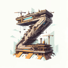 Poster - Surreal letter Z under construction. Generative AI