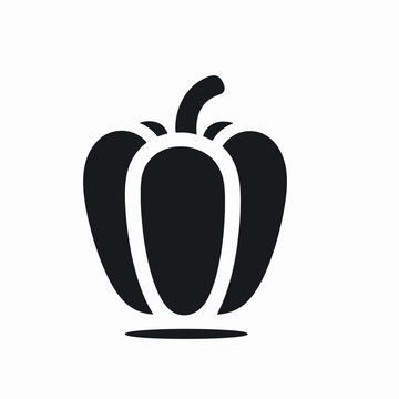 very simple flat and single minimalist Bell Pepper Silhouette in black on a white background