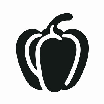 very simple flat and single minimalist Bell Pepper Silhouette in black on a white background