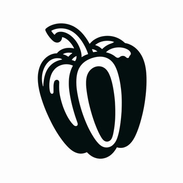 very simple flat and single minimalist Bell Pepper Silhouette in black on a white background