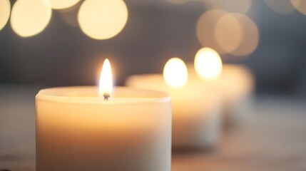 Poster - Illuminated Group of Candles with Soft Focus Bokeh in Background : Generative AI