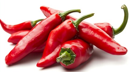 Aufkleber - Fresh Red Chili Peppers Piled Together on a White Surface for Culinary Use : Generative AI