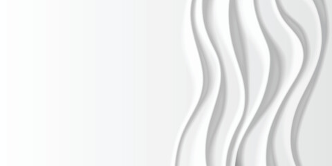 Poster - Abstract white wavy background with neumorphism effect. Smooth curves and subtle shadows in minimalist monochrome design for modern and futuristic ui, business presentations or graphic projects.