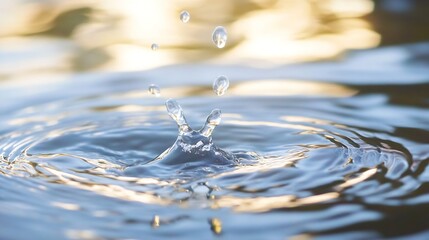 Poster - Artistic capture of water splash creating beautiful circles in a calm water surface : Generative AI