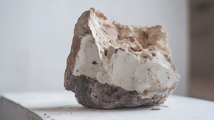 Aufkleber - Natural Beauty of a Textured Rock with Earthy Tones Highlighted on a Minimalist Surface : Generative AI