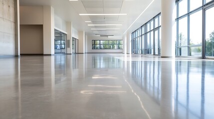 Aufkleber - Bright and spacious modern interior with sleek floors and large windows : Generative AI