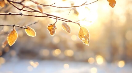 Aufkleber - Golden Autumn Leaves Glimming in Backlit Sunshine : Generative AI