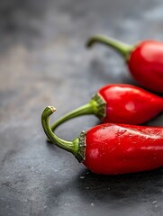 Poster - Vibrant Red Chili Peppers Freshly Harvested on a Dark Background Ready for Cooking : Generative AI