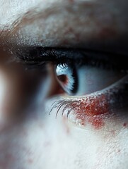 Poster - Close up of a striking human eye with a unique and creative artistic look and texture : Generative AI