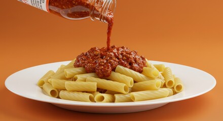 Wall Mural - delicious pasta with rich tomato sauce a perfect meal