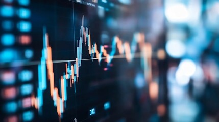 Poster - Abstract digital chart displaying market trends and stock data on a modern screen showcasing financial analytics : Generative AI