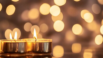 Leinwandbilder - Cozy scene featuring lit candles with warm glow creating a tranquil ambiance : Generative AI