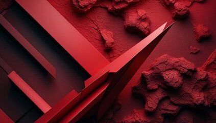 Wall Mural - Abstract Red Geometric Shapes with Textured Background 3D Render