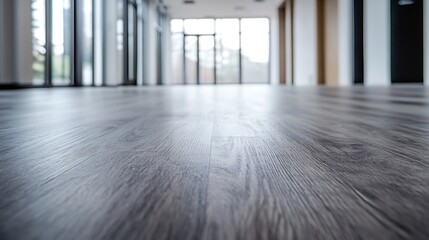 Poster - Close up view of modern wooden floor in bright room filled with natural light : Generative AI
